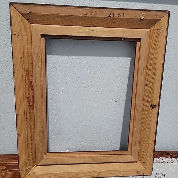 Pair Vtg MCM Wood Art Frames Linen Liner holds 9x12 & 5 x7 no glass Gallery Wall - Picture 9 of 15